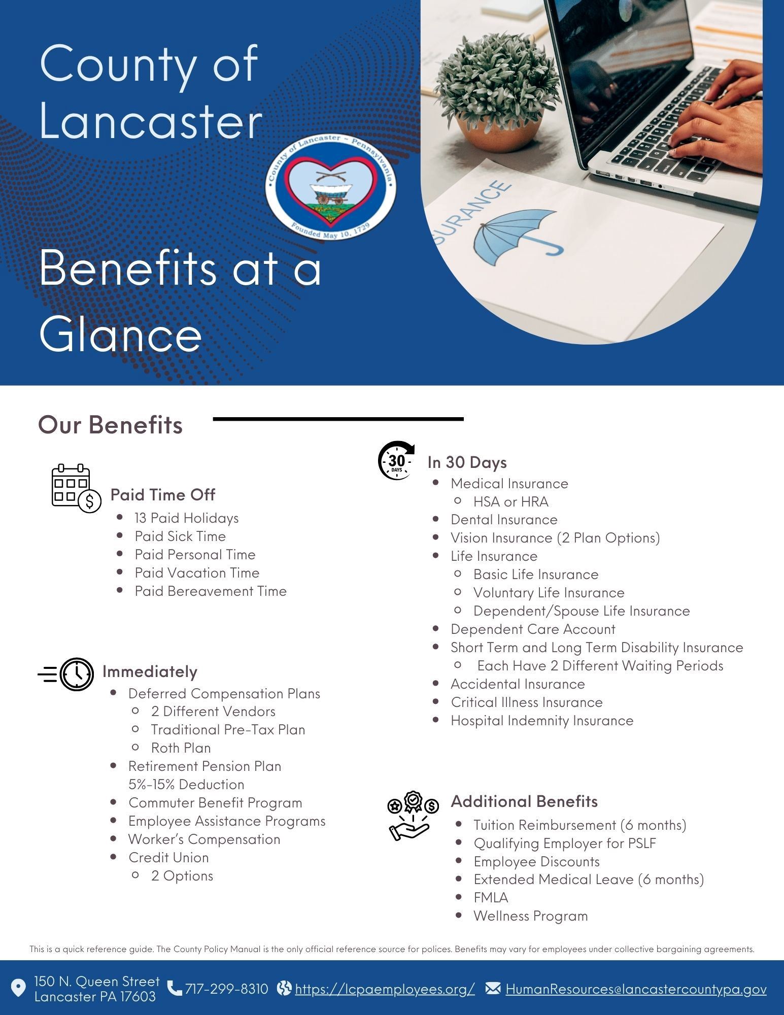 Lancaster County Benefits at a Glance